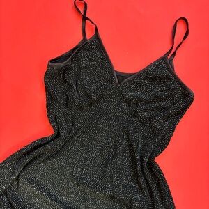 Vintage 90s Black and Silver Sparkle Mini Cocktail Dress
